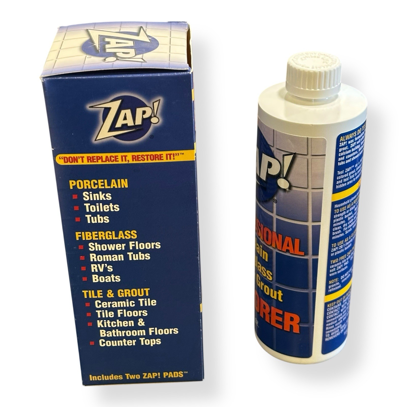 ZAP! ‎Professional Cleaner Porcelain Fiberglass Tile Restorer 16 oz. Concentrate