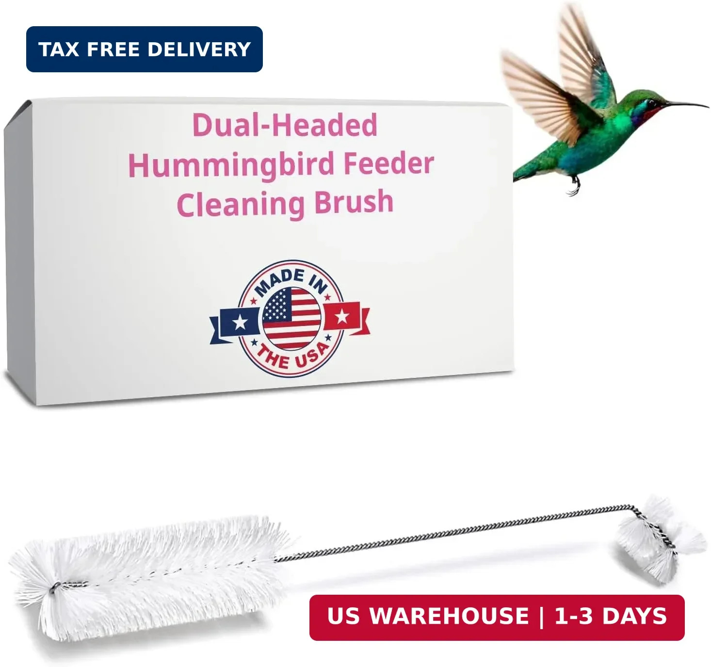 Hummingbird Feeder Cleaning Brush – Dual Purpose-Head – 14″ x 1.7″ – Long Bottle