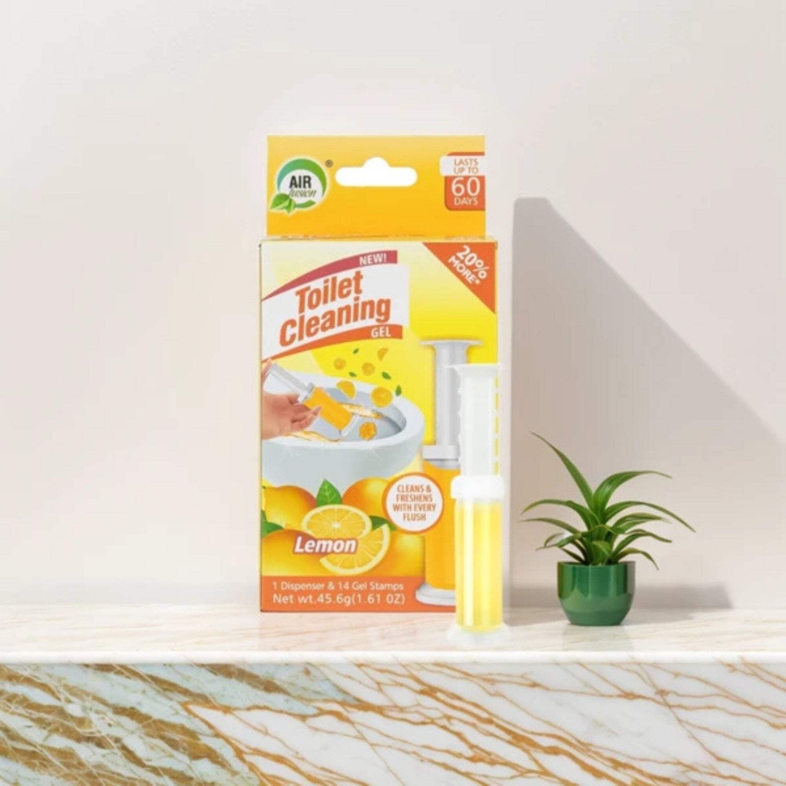 Air Fusion Lemon Scent Toilet Cleaning Gel 14 Stamps 1.61oz 1 Pack