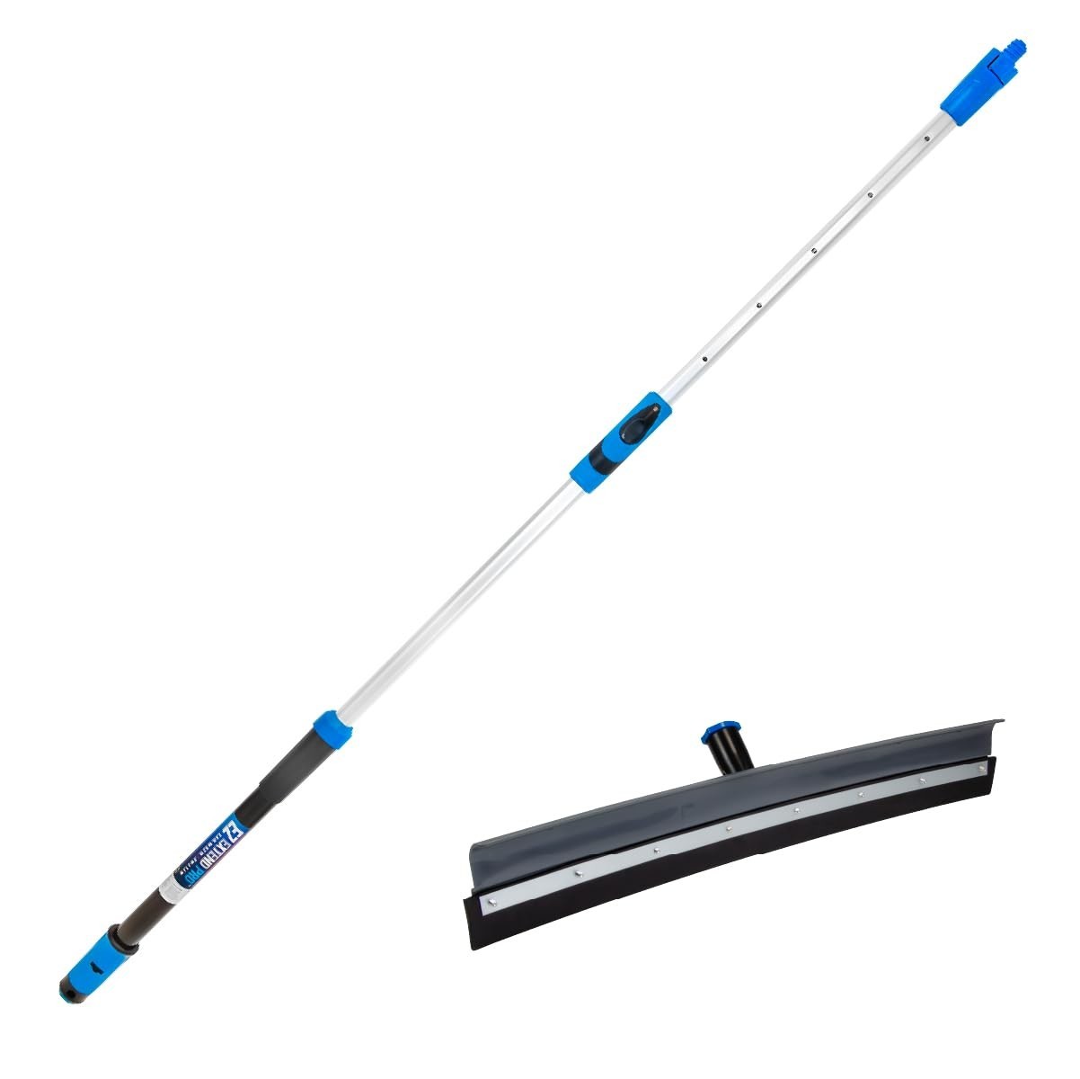 22″ Curved Rubber Floor Squeegee with Telescopic Pole – Lightweight, Durable for