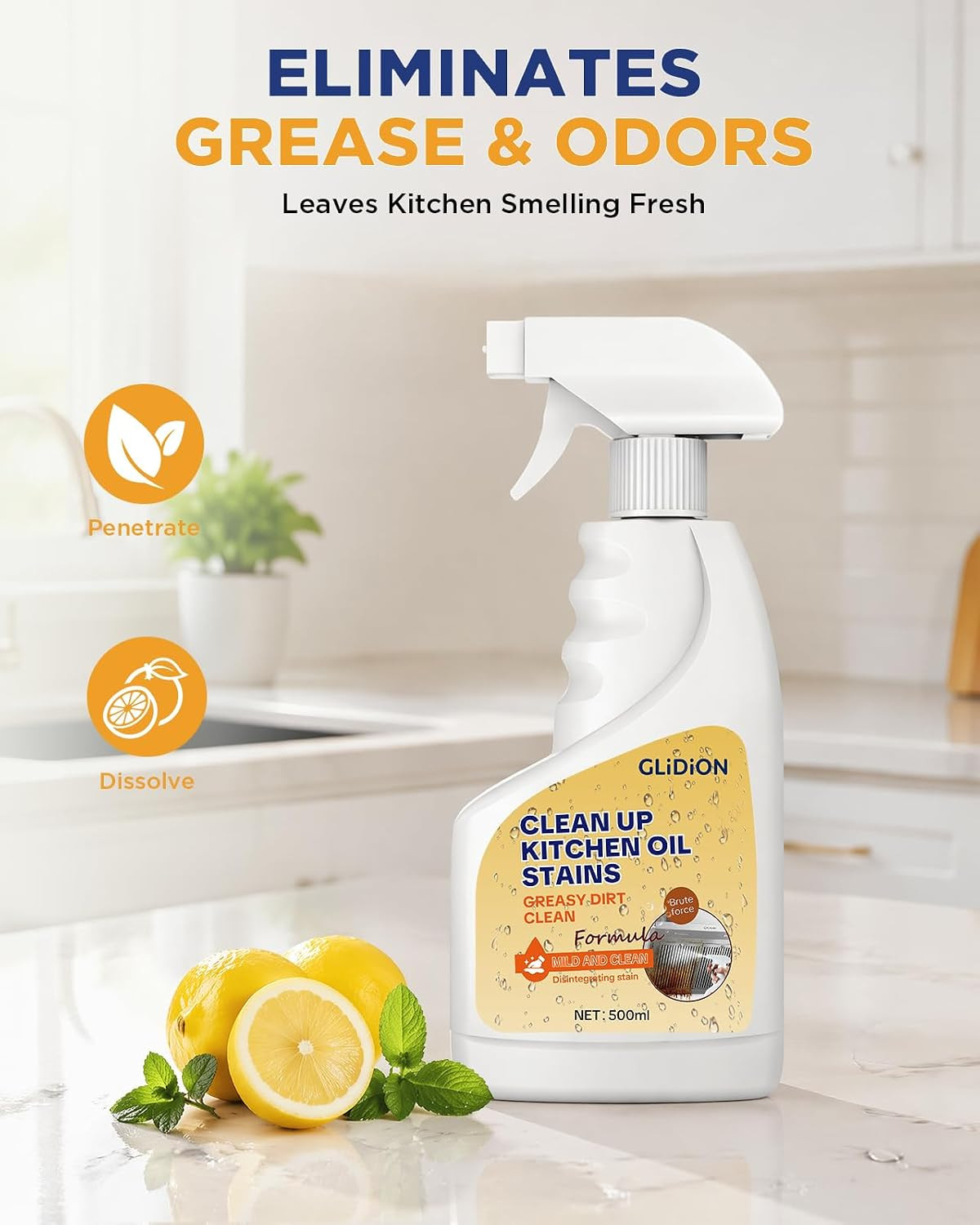 Heavy Duty Kitchen Degreaser Spray, All-Purpose Grease Cleaner for Range Hood, S