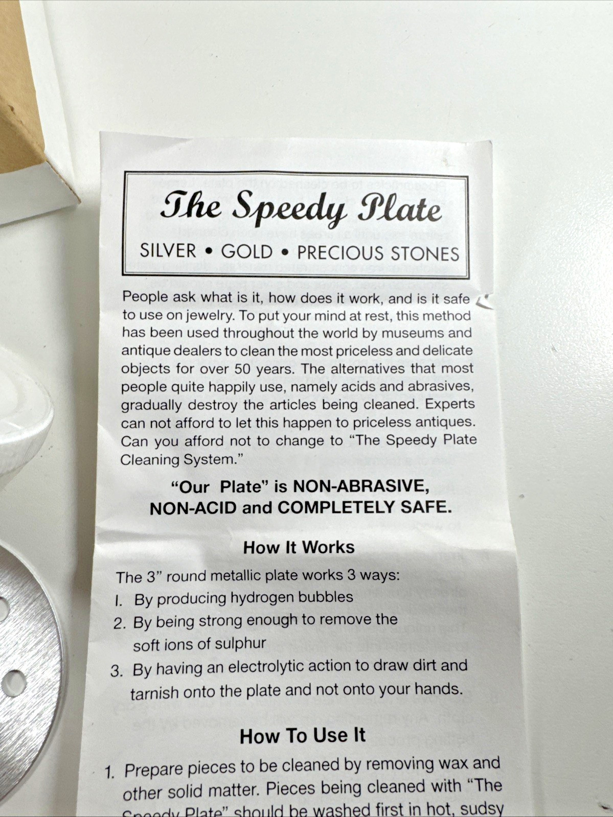 NEW OLD STOCK QVC The Speedy Plate w Activator &Instructions Tarnish Remover Pro