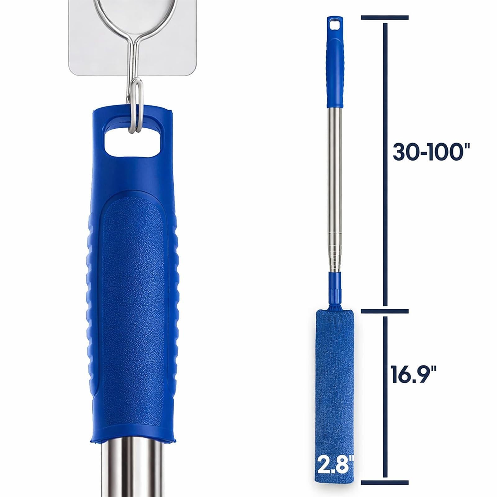 Retractable Gap Dust Cleaner with Extension Pole 30” to 100”, Cleaning Tool…