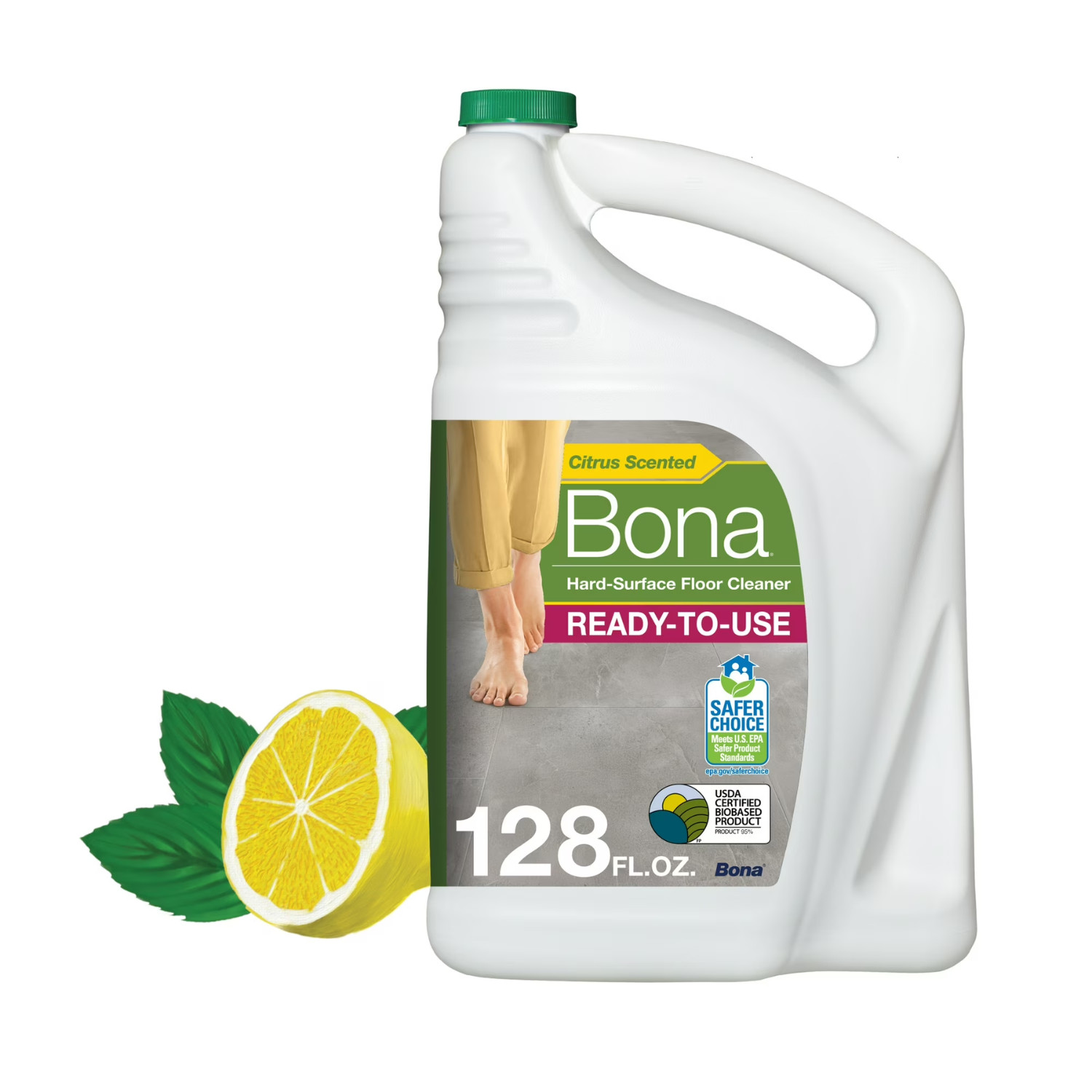 2 Pack Bona Hard Surface Floor Cleaner 128 oz Lemon Mint Deep Clean Power