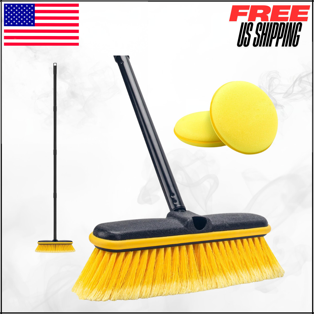 Car Wash Brush Long Handle Soft Bristle RV Boat Truck Solar Panel Cleaning 55″