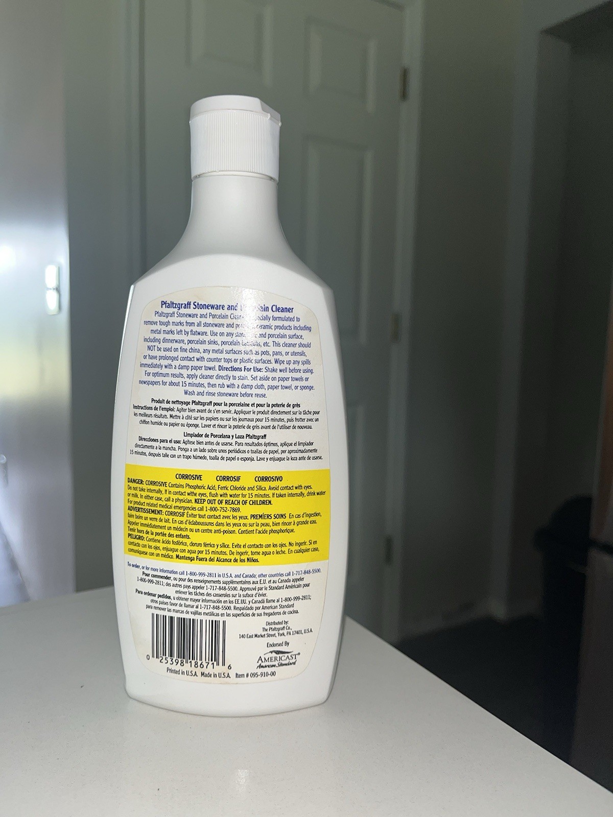 Pfaltzgraff Stoneware and Porcelain Cleaner 20 oz Unsealed Mostly Full