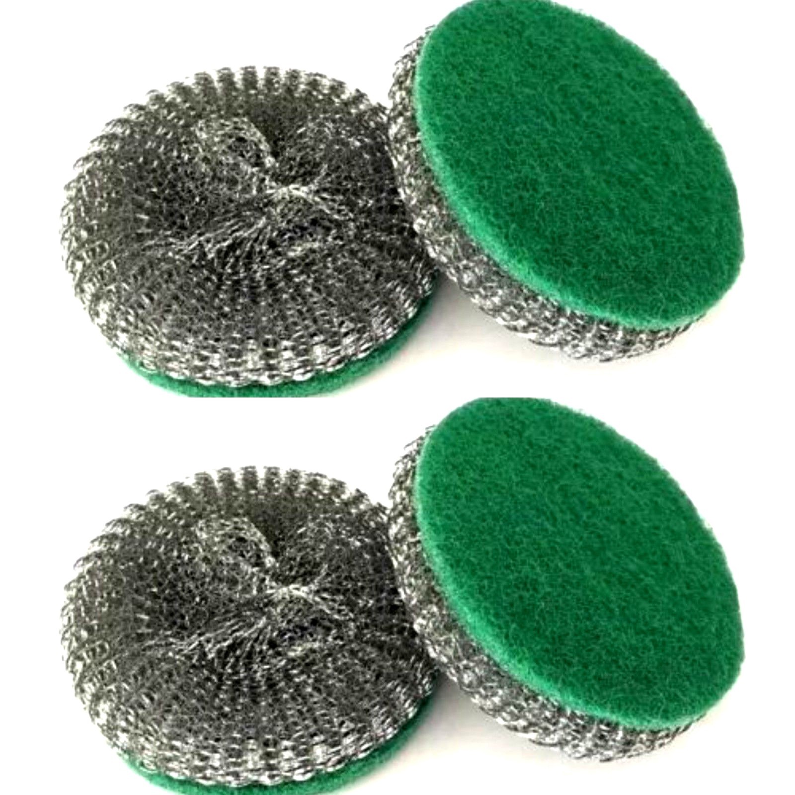 2 X 2 Pieces Shining Stainless Steel Sponges Scrubbers Heavy Duty Scrub Sponge