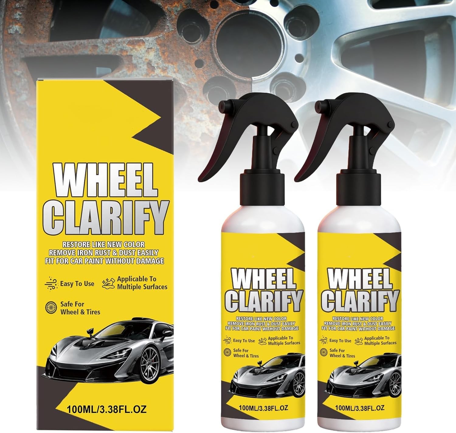 1-3Pcs Automotive Rust Remover Spray, Wheel Clarify,Anti-Rust Lubricant Spray US