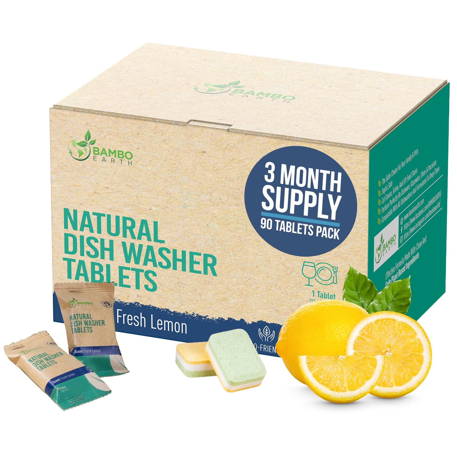 Natural Dishwasher Detergent Tablets – Plant Based Alternative Refill Pack Di…