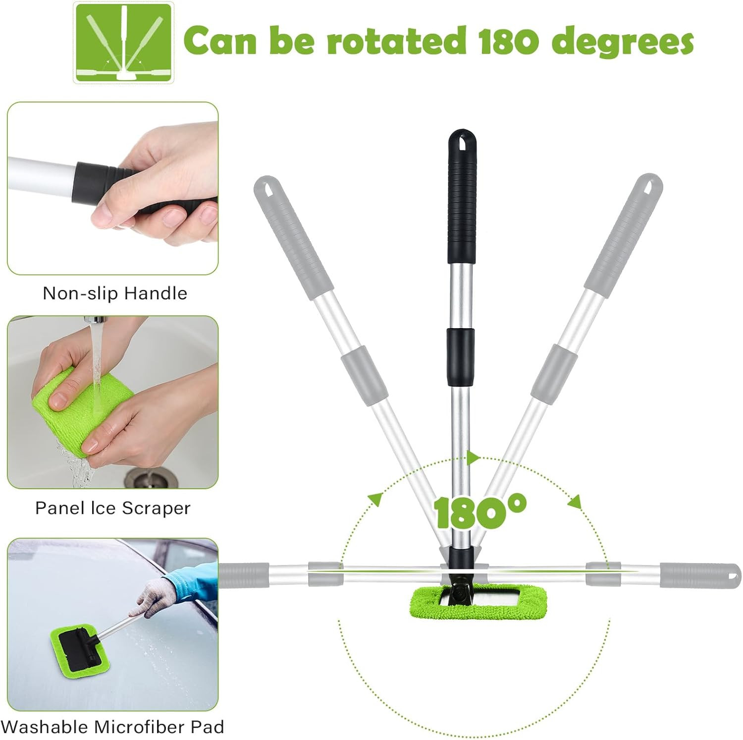 3 Set Windshield Cleaner Tool inside Car Window Cleaner Tool with 3 Extendable H