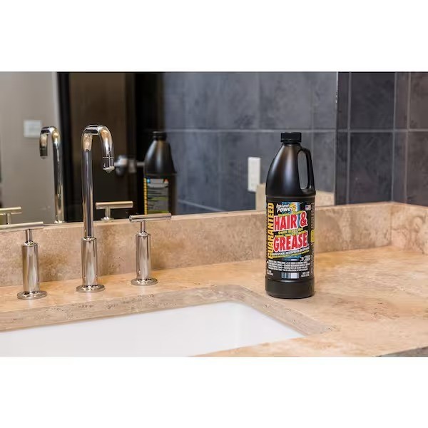 Instant Power 33.8 oz. non-acid formula dissolves Hair and Grease Drain Cleaner