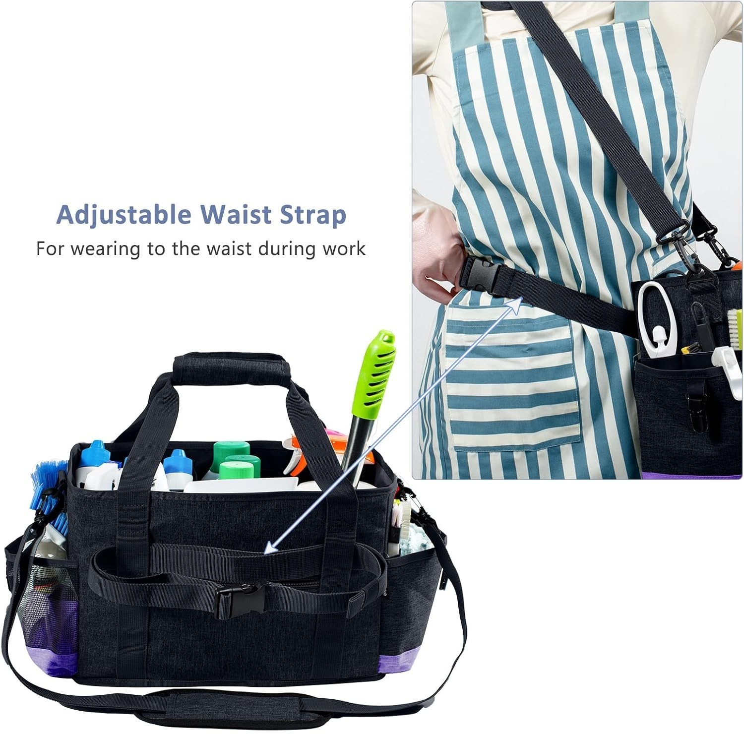 Sturdy Purple Cleaning Organizer with Waterproof Pockets for Housekeeping Needs