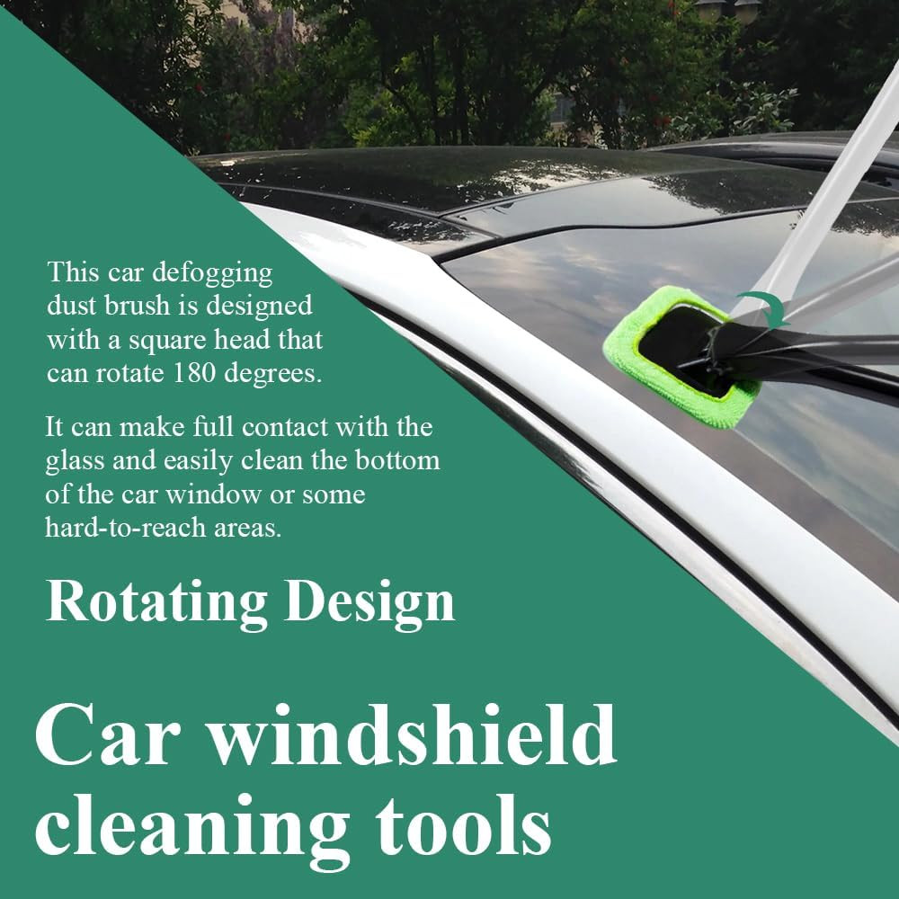 Windshield Cleaning Tool, Extendable Handle Car Window Cleaner with 4 Reusable M