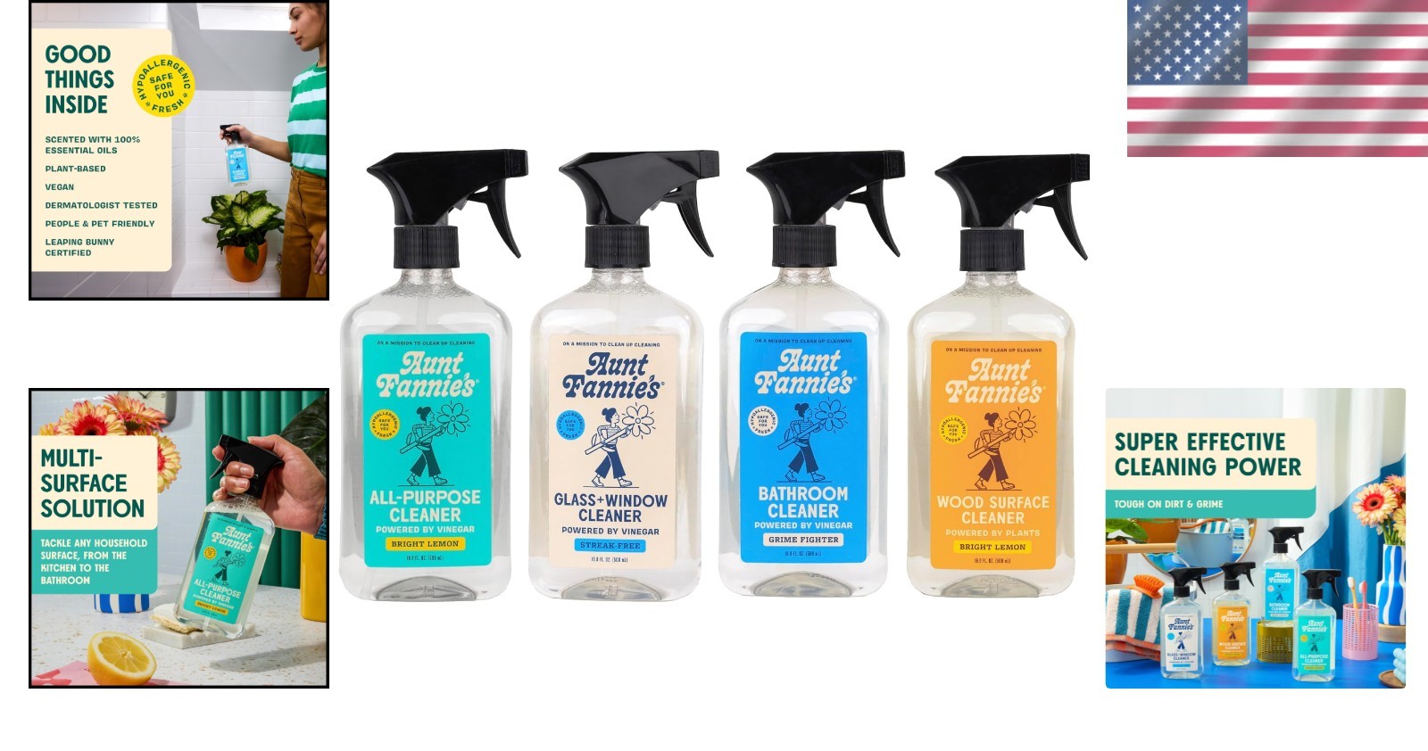 Glass & Window Cleaner Spray, Lemon Scent, 4-Pack