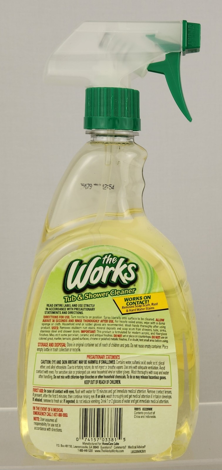 The Works Tub & Shower Cleaner Spray 32 Oz Soap Scum Rust Hard Water New HTF