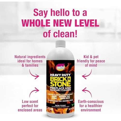 Fireplace & Stone Cleaner 32oz with Scrub Brush – Natural Tile & Marble Cleaner