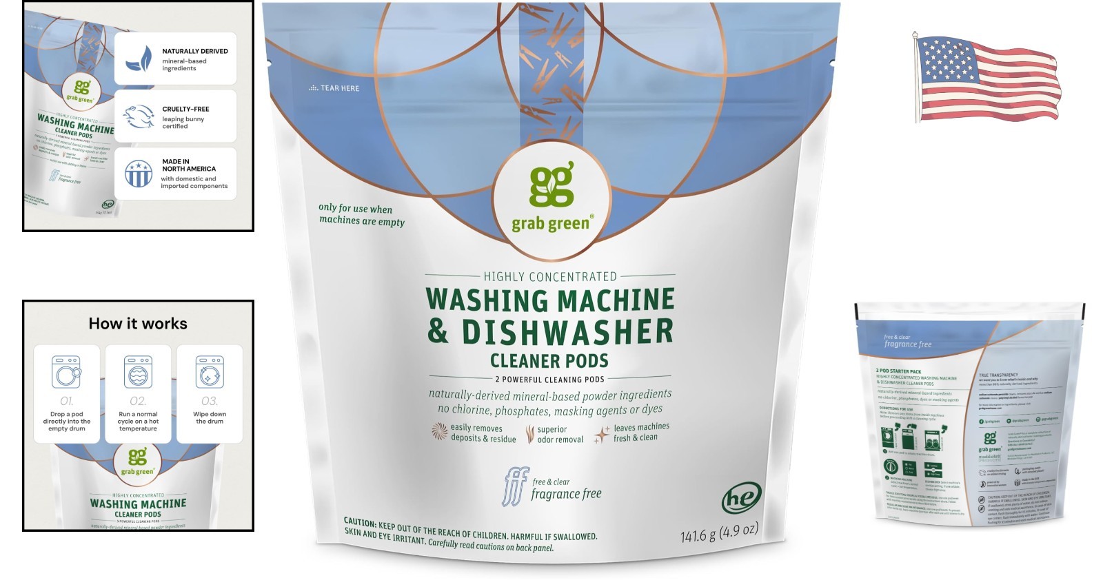 Natural and Cruelty-Free Washing Machine Cleaner Pods – 2 Count for Odor Removal