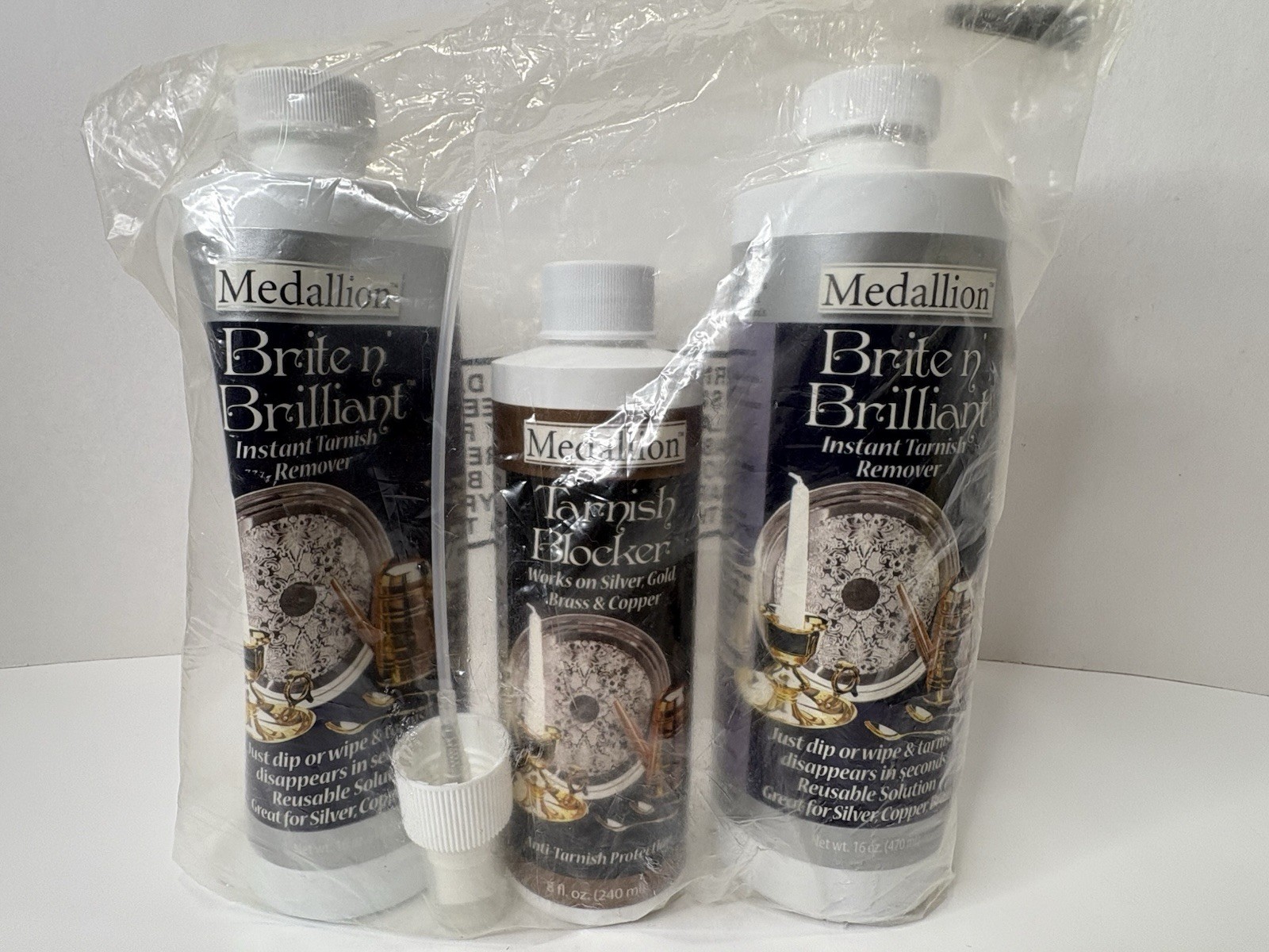 Medallion Brite n’ Brilliant Instant Tarnish Remover Dip Wipe 16 Oz X 2 + SEALED