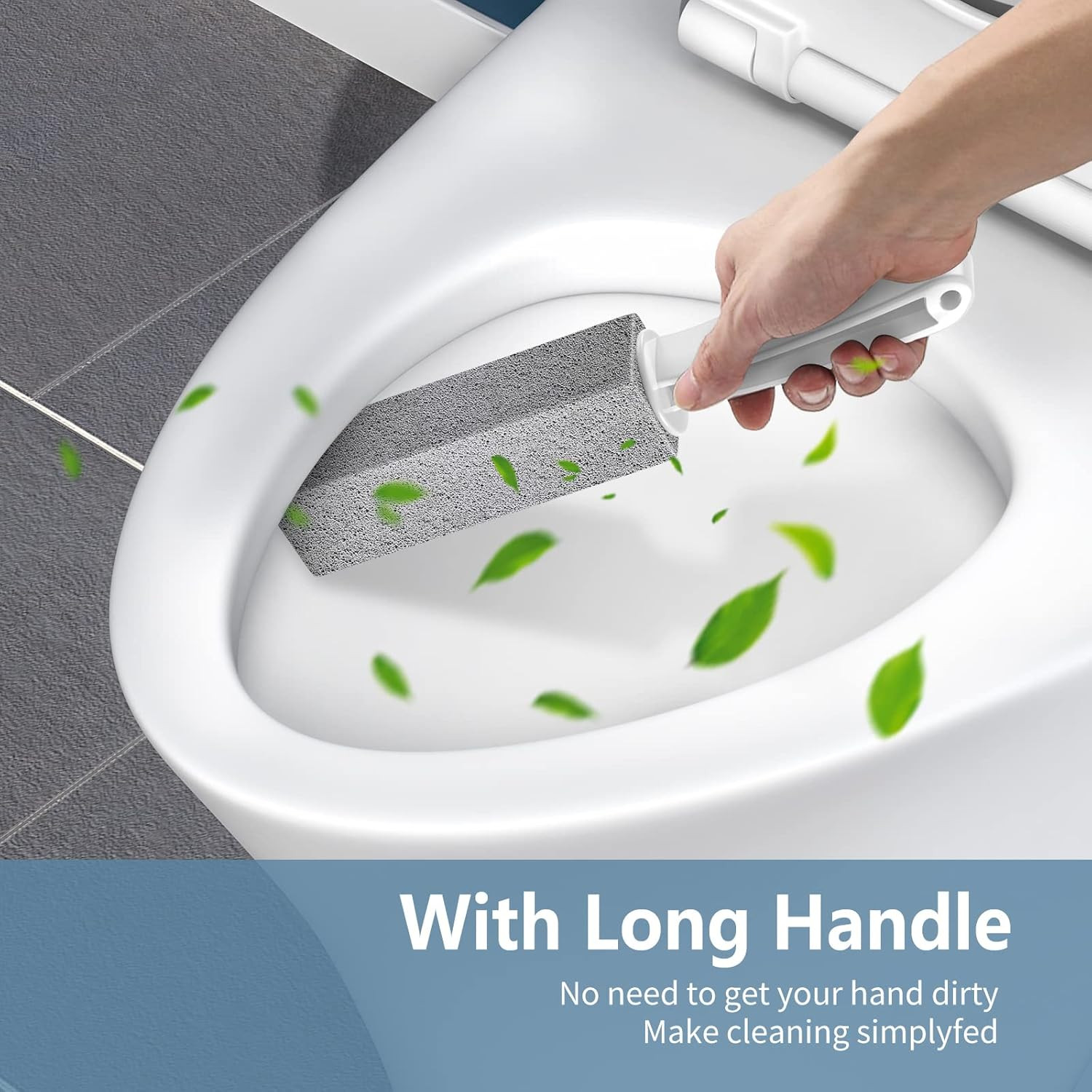 Toilet Bowl Cleaner Pumice Stone -Hard Water Stain Remover with Ergonomic Handle
