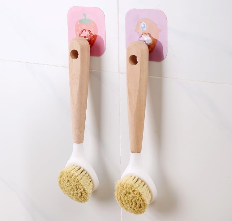 3 Pack Dish Brush Set with Bamboo Handle, Kitchen Brushes for Cleaning Pot, Sink