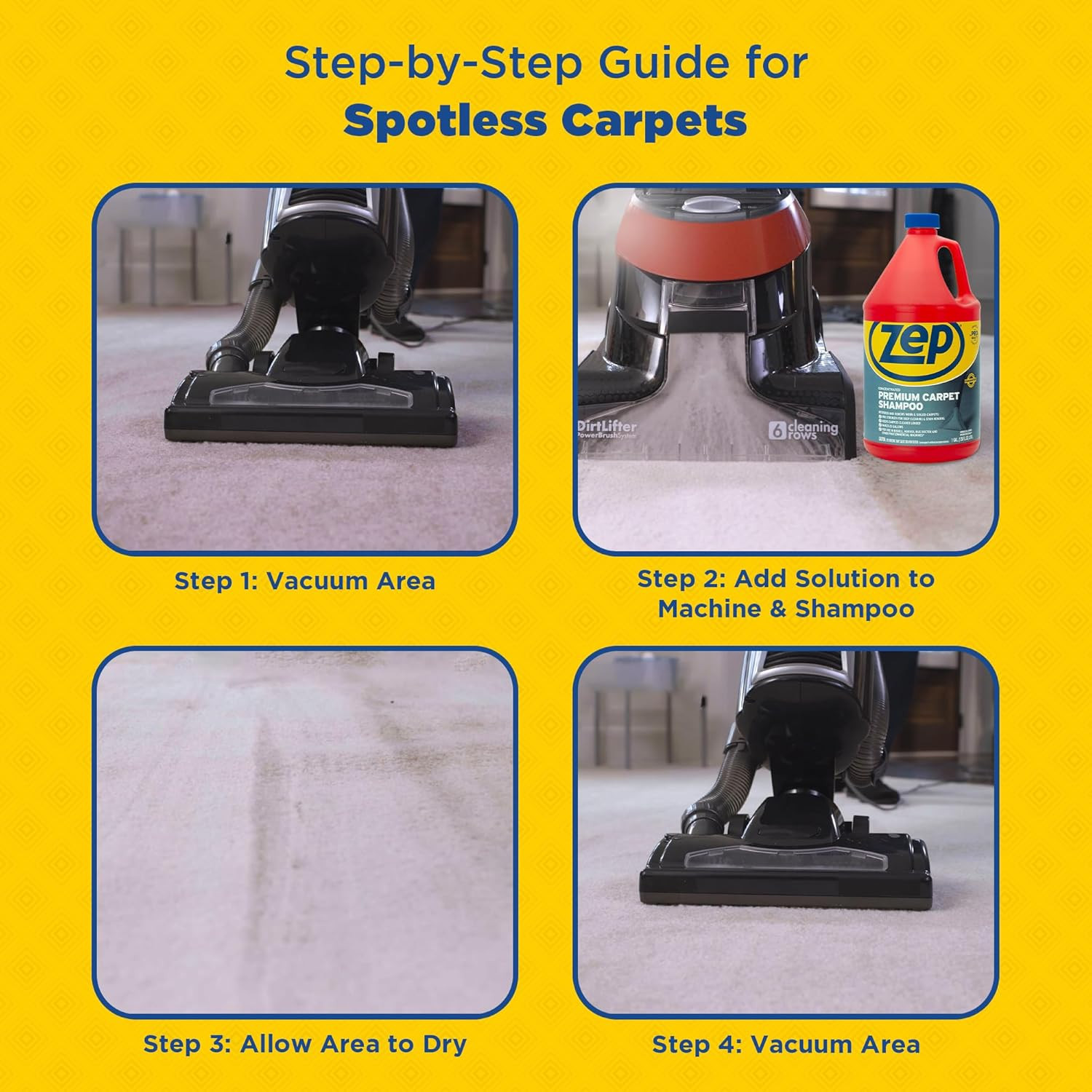 Concentrated Premium Carpet Shampoo – Deep Clean Carpets & Remove Tough Stains –