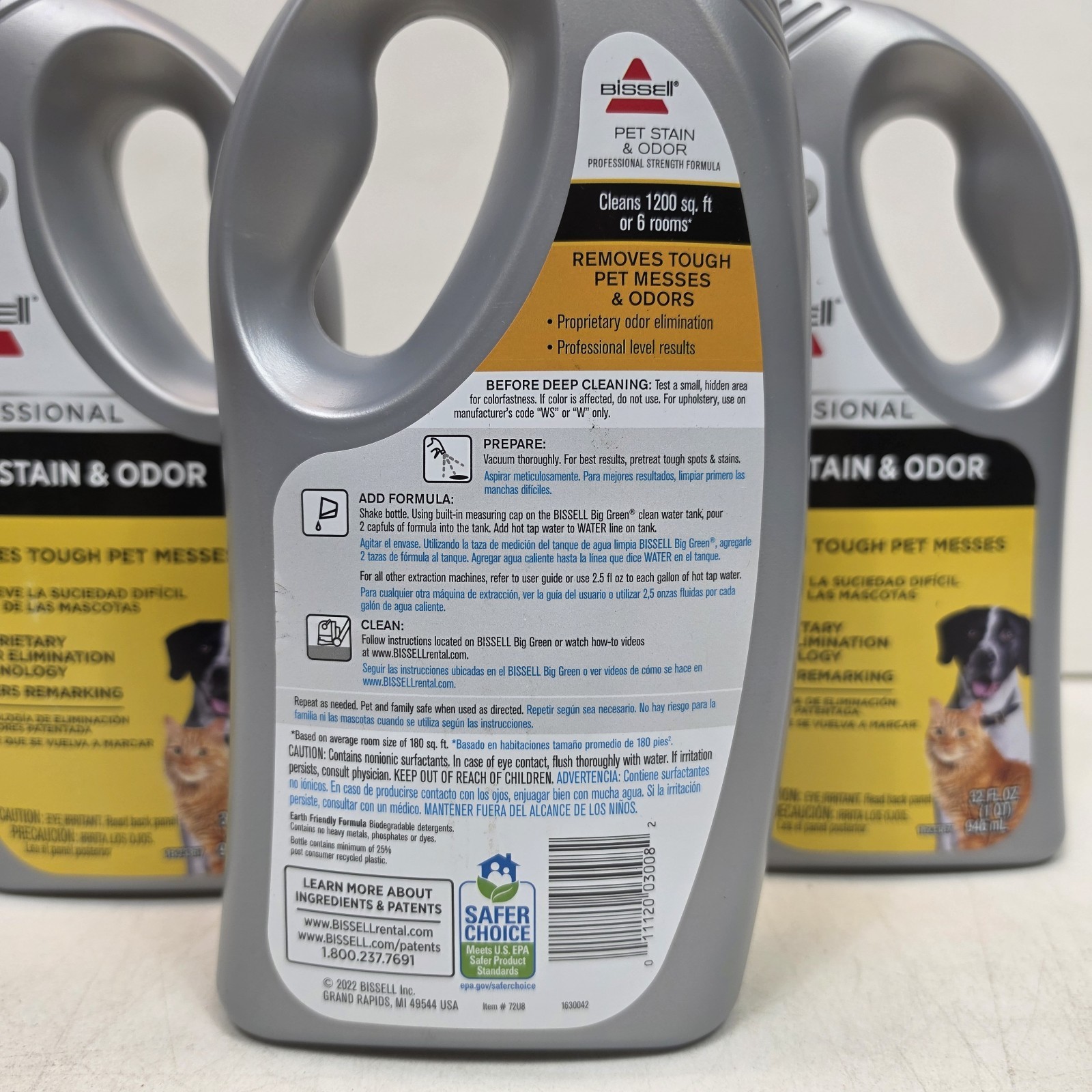 3pcs Bissell PROFESSIONAL PET STAIN & ODOR, 32 FL OZ (1 QT) NEW