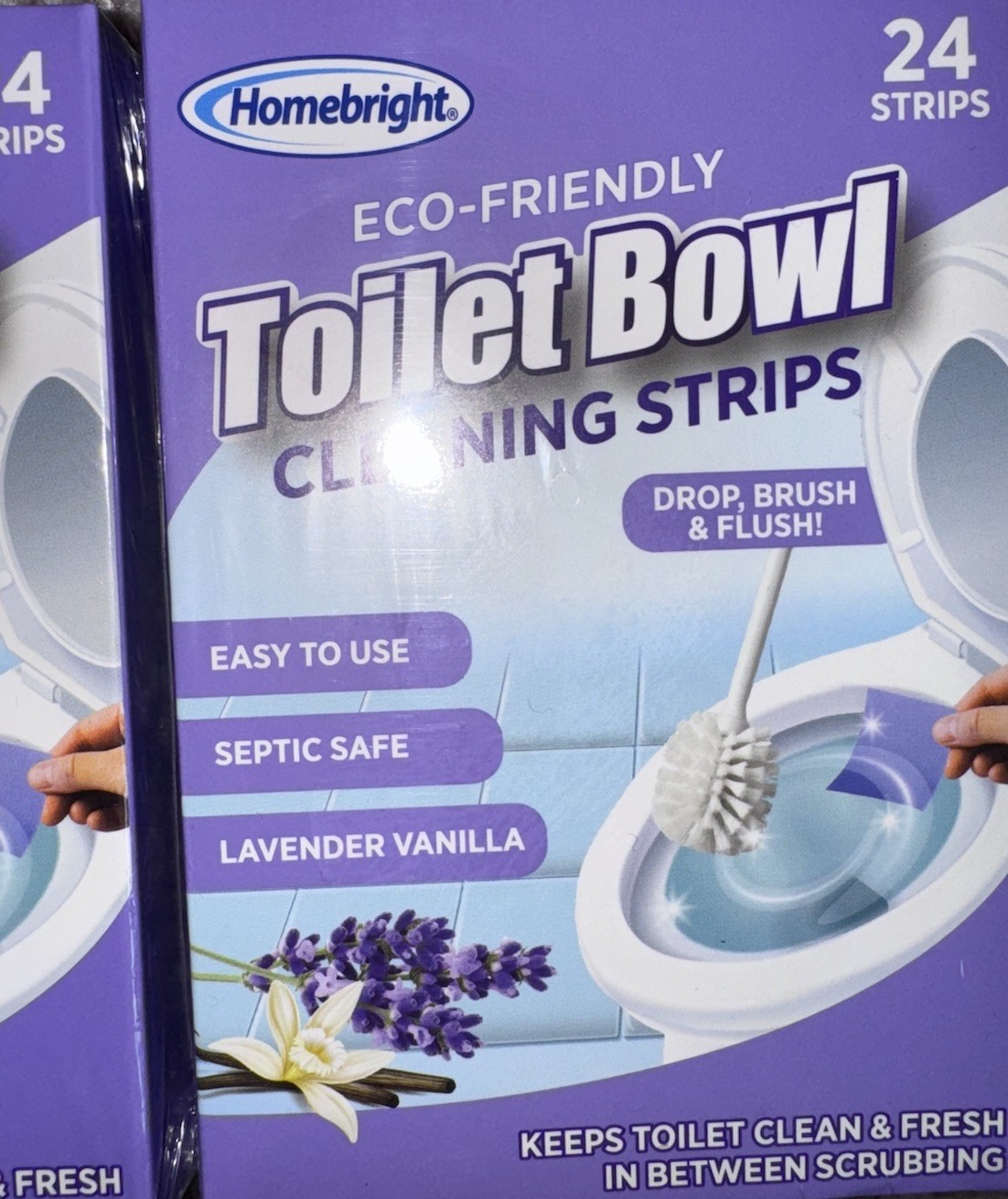 2x Home Bright Toilet Cleaning Strips Lavender Vanilla Scented Drop Brush Flush