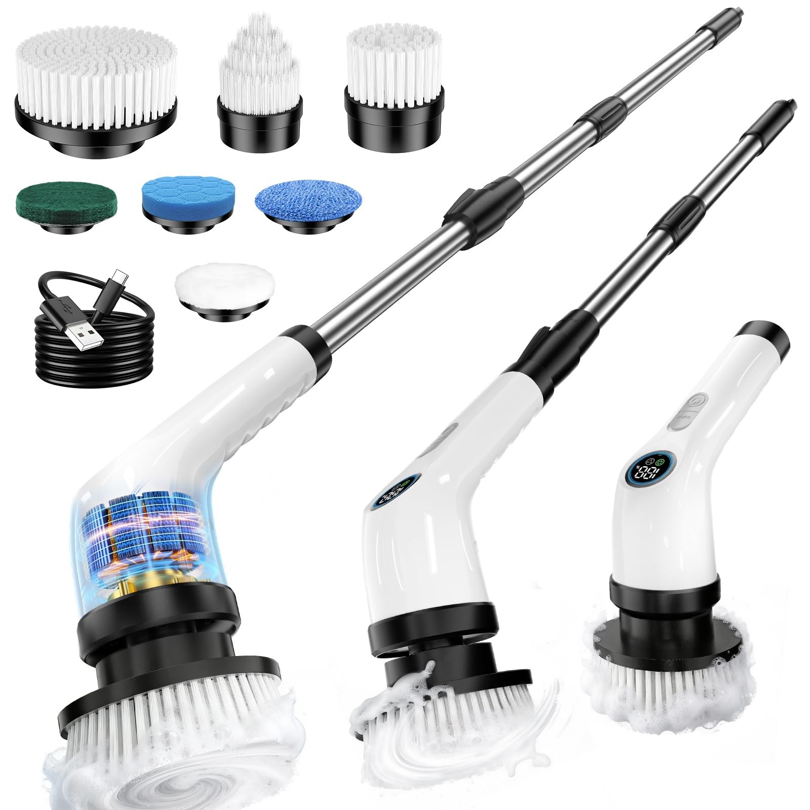 Electric Spin Scrubber Upgraded Battery with Extra-Long Runtime, IPX7 Waterpr…