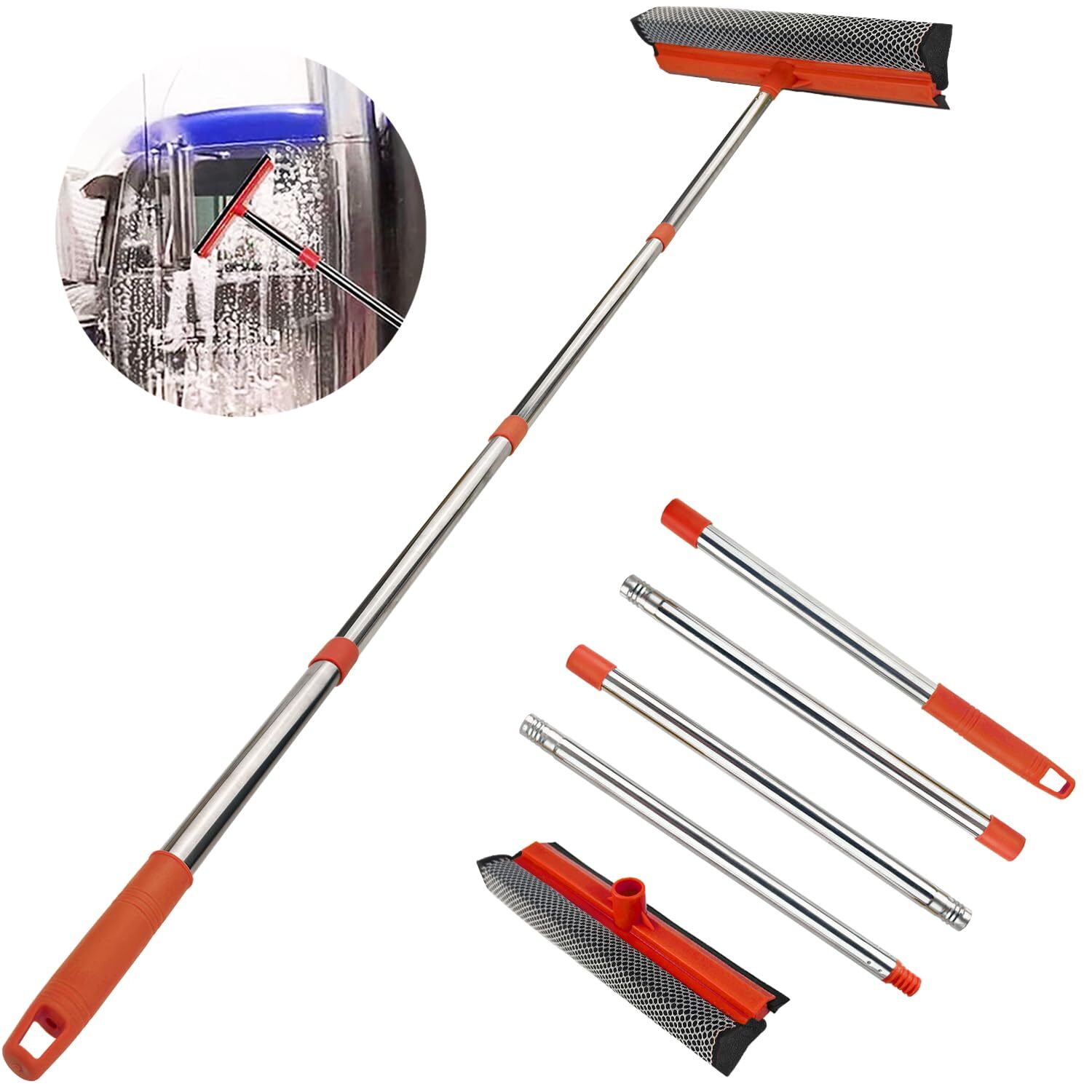 Window Squeegee Cleaner Tool Extension Pole 58″ Telescopic Washing Equipment
