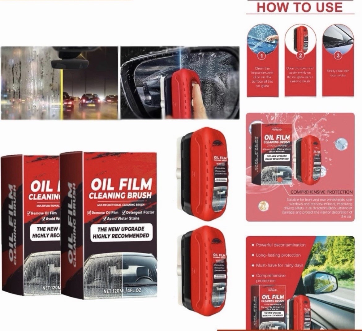 Automotive Oil Film Cleaning Brush 2 Pack Glass Coating for Windshield Clear