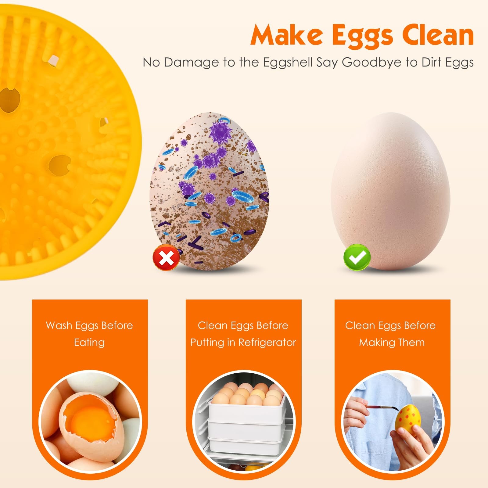 Egg Brush Cleaner, Egg Cleaner Scrubber for Fresh Eggs, Cute Chick Shaped Sil…