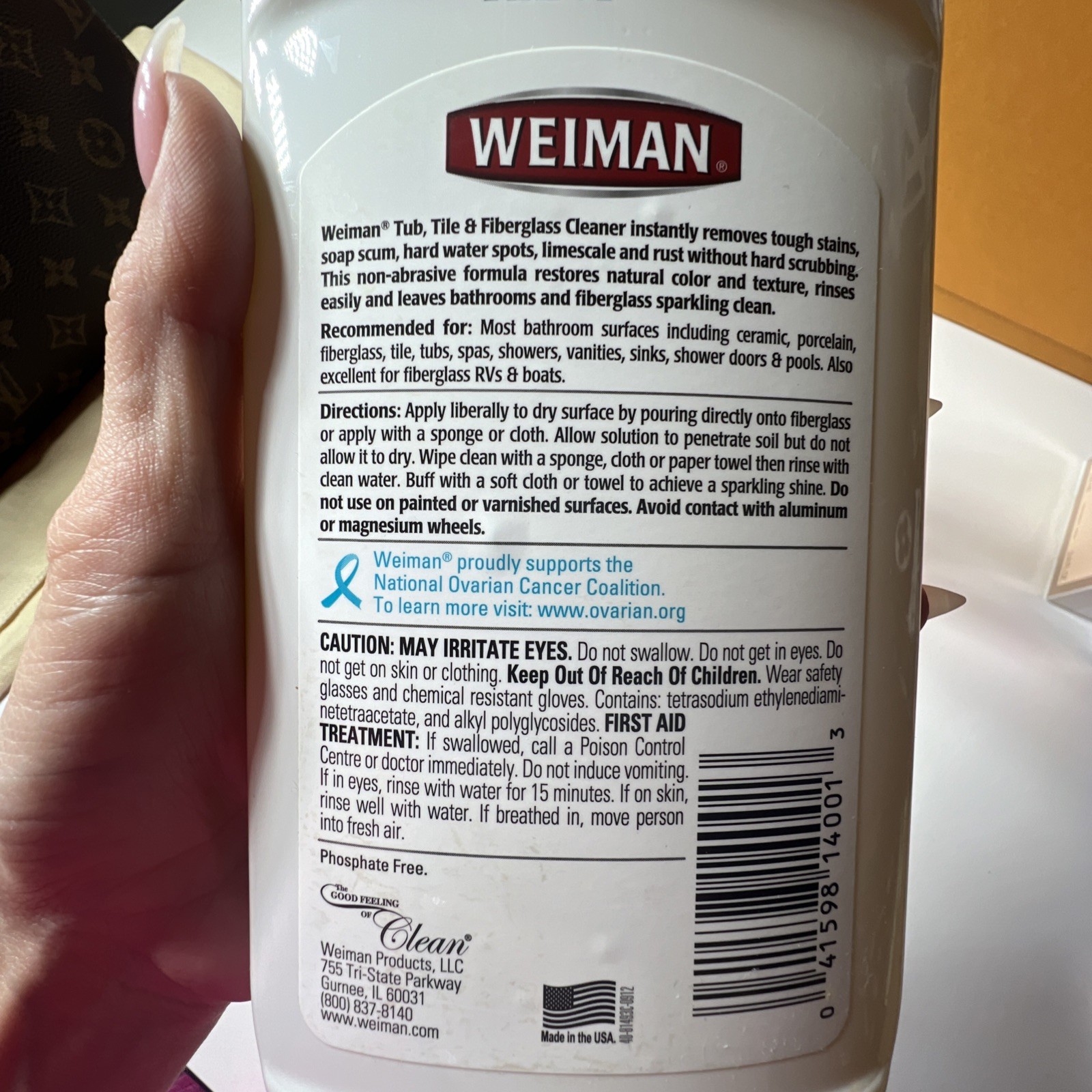 Lot of TWO Weiman Tub, Tile & Fiberglass Cleaner 16 oz NEW SEALED