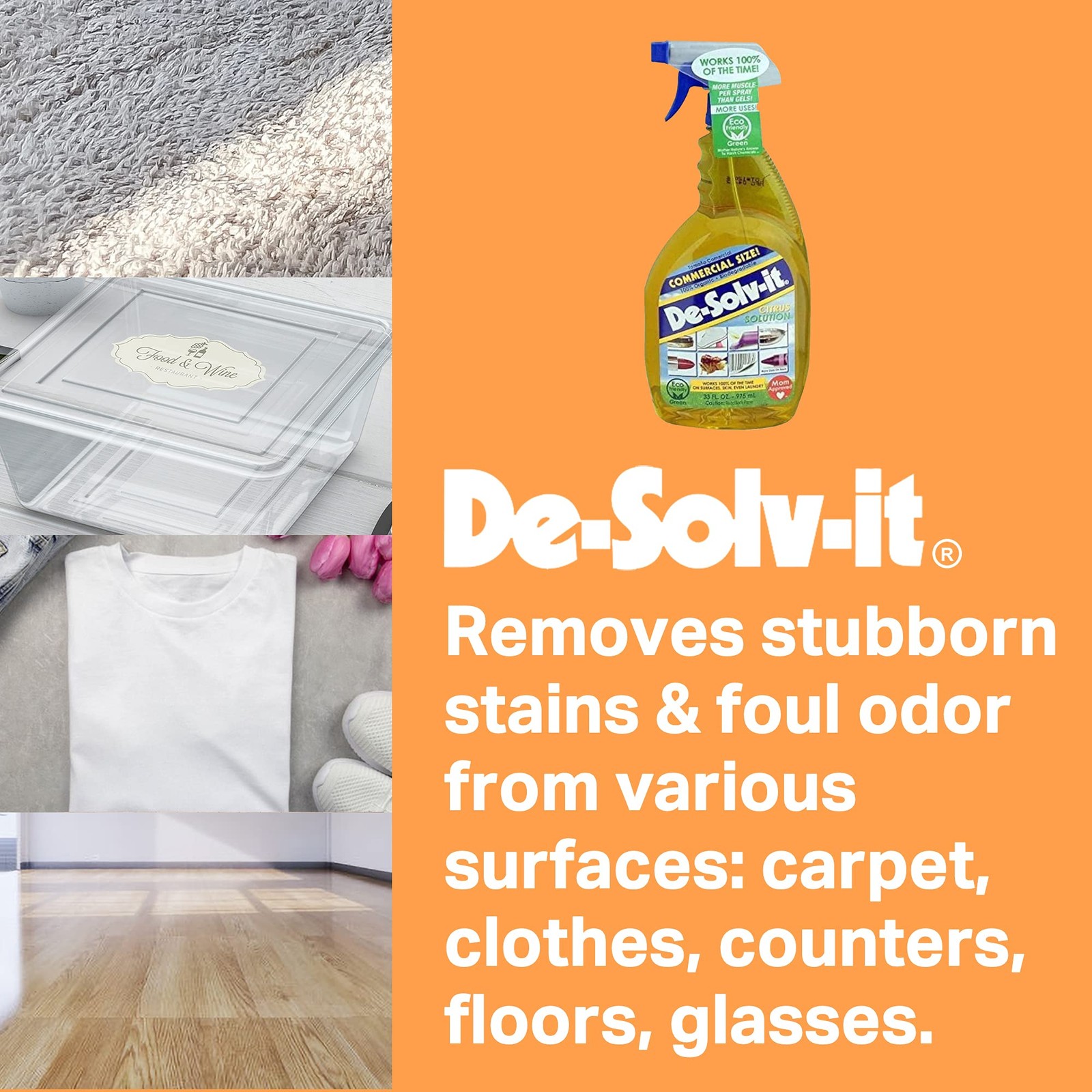Orangesol Desolvit Citrus Solution Odor & Stain Remover 2pack 33 Fluid Ounces E