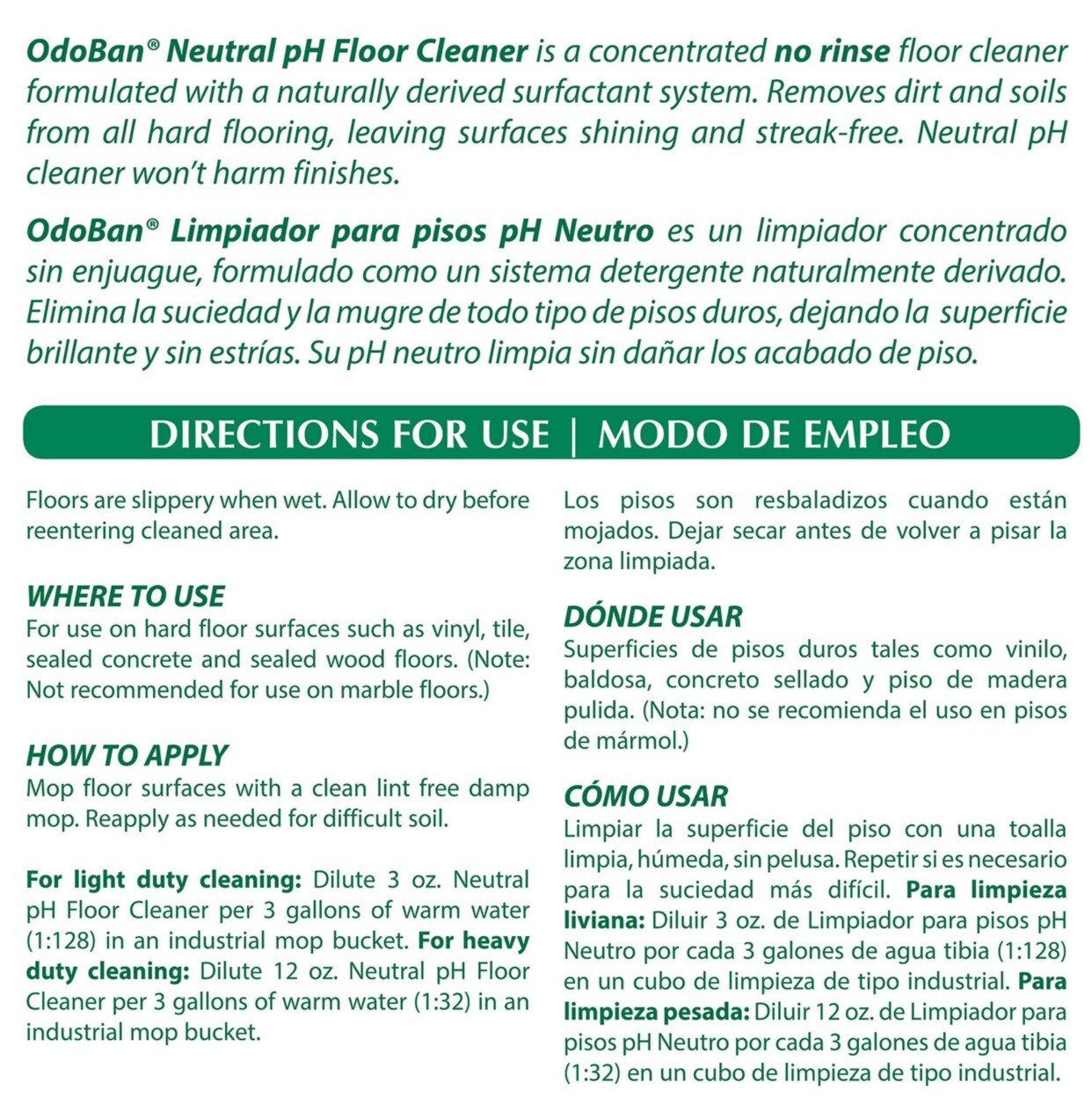 OdoBan Neutral pH Commercial No Rinse Concentrate Floor Cleaner ( 1 gal., 4 pk.)