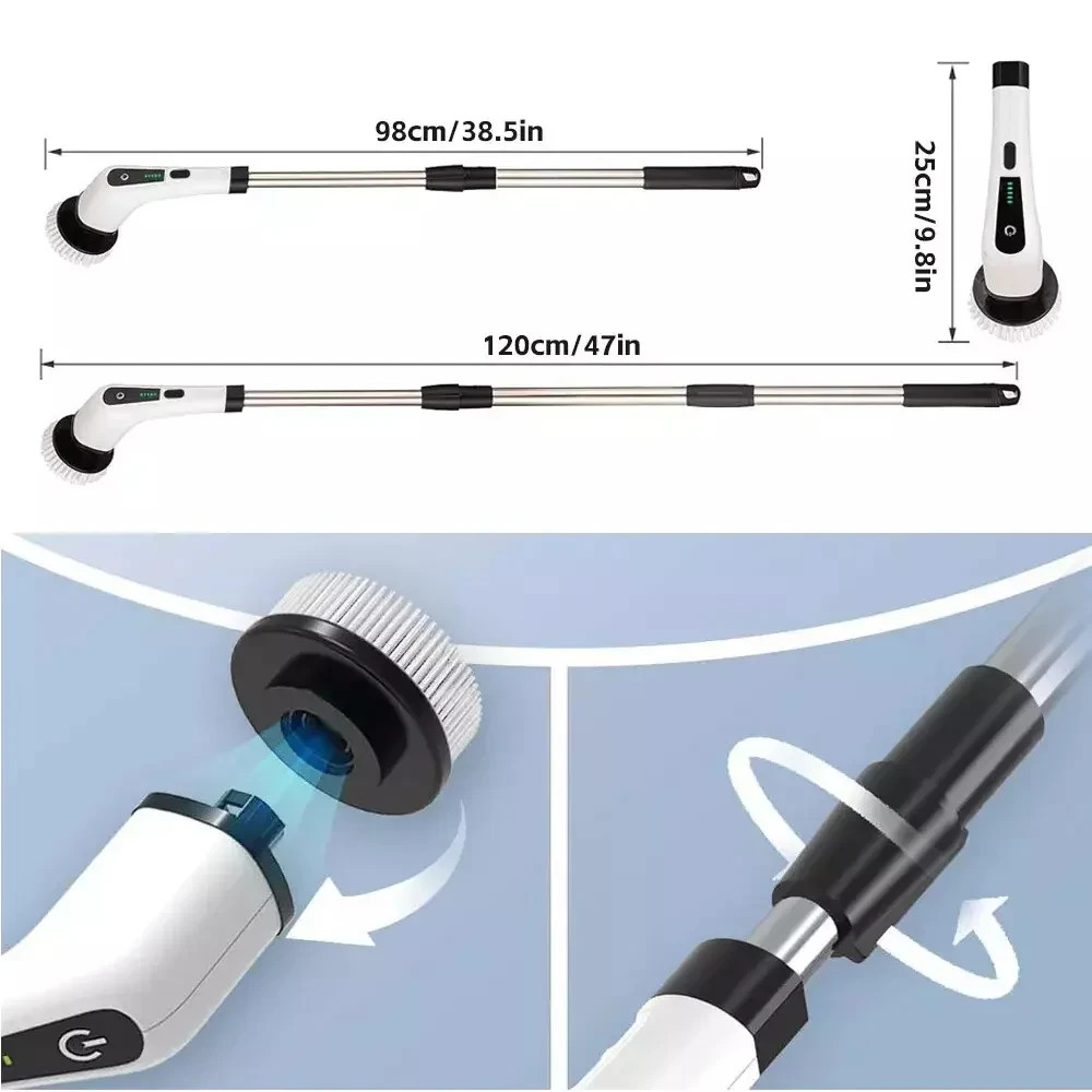 9 in 1 Electric Spin Scrubber Handheld Cleaning Brush Electric Scrubber Power