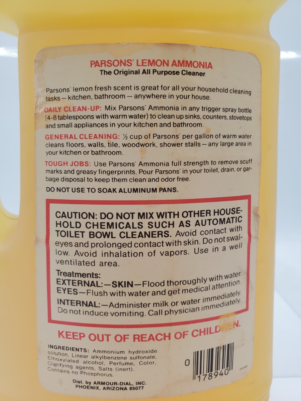 Vintage Parsons Lemon Fresh Ammonia All Purpose Cleaner 56 oz