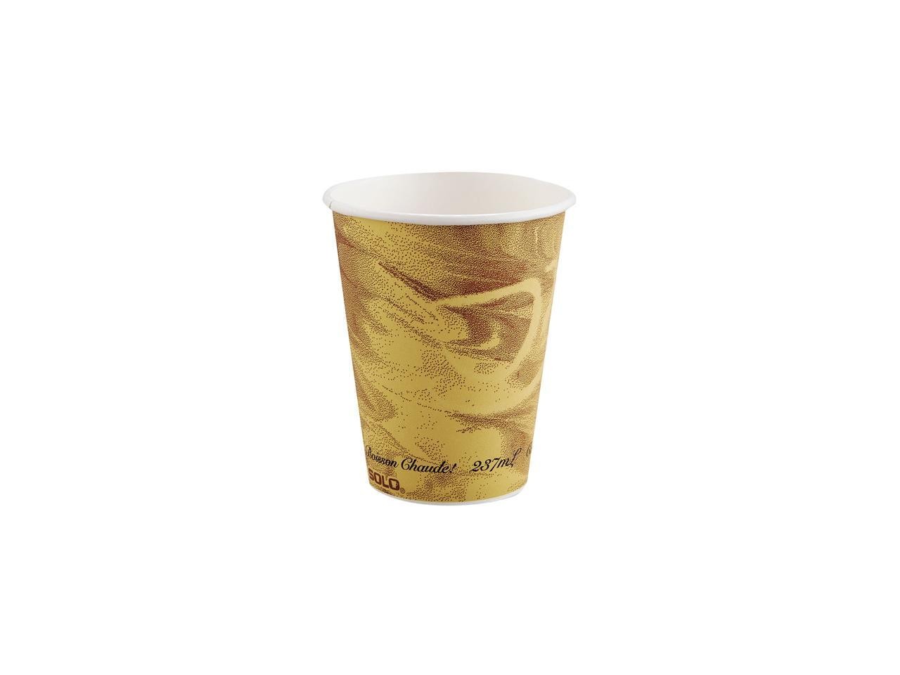 Solo Cup 378MS-0029 Mistique Polycoated Hot Paper Cup, 8 oz, Printed, Brown