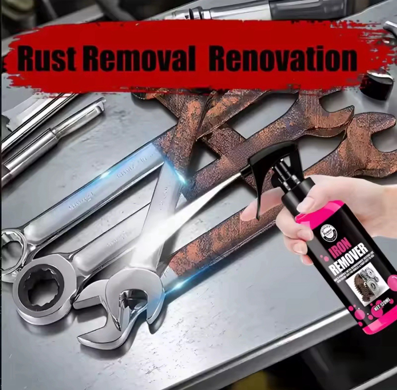 Rust Remover Spray 120ml Metal Cleaner Iron Rust Stain Removal Solution