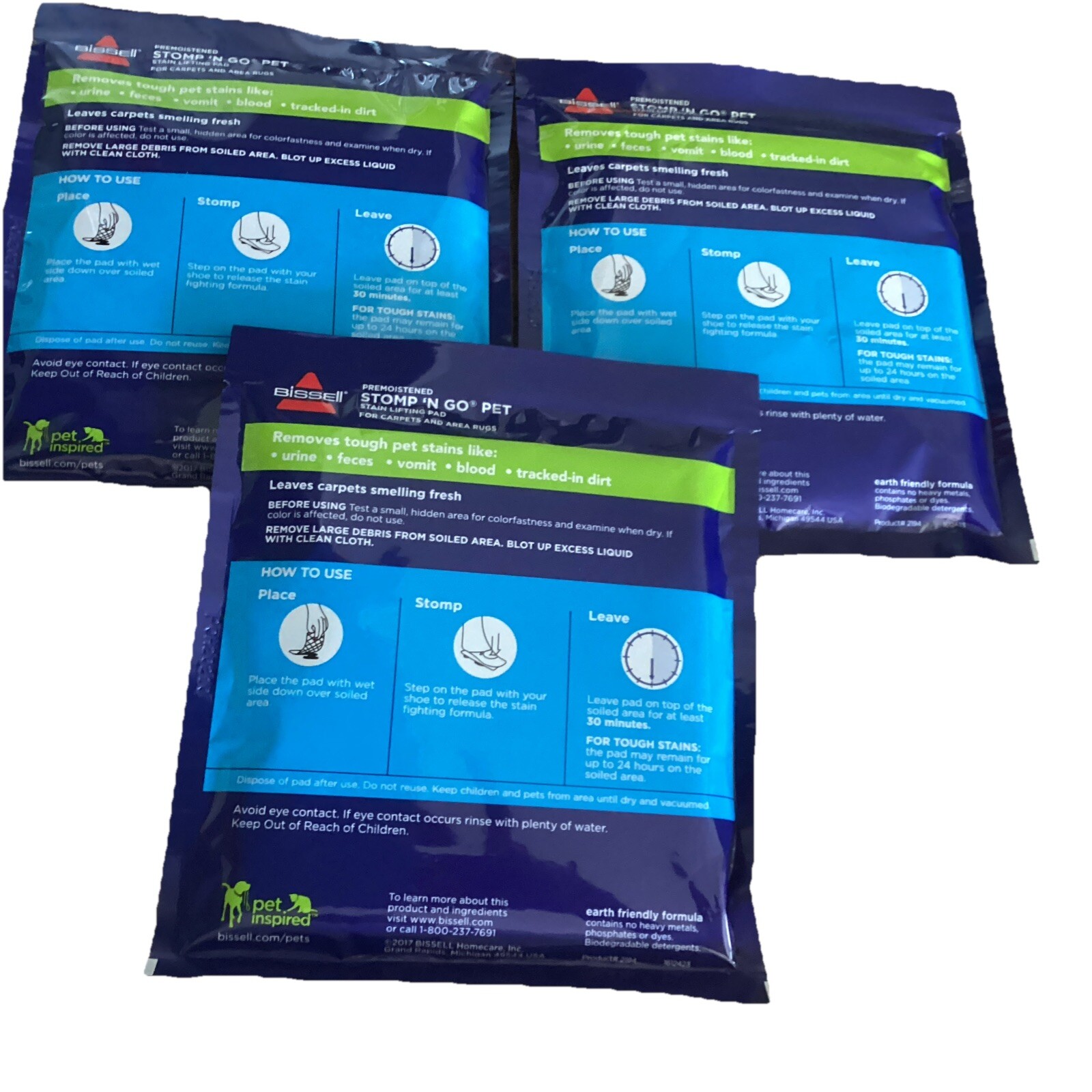 Bissell Stomp ‘n Go Pet Stain Lifting Pads – Lot Of 3 New Sealed