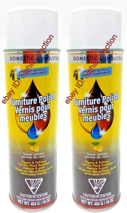 2 x Domestic/Industrial Lemon Scented Furniture Polish 16 oz Each Cleans/Polish