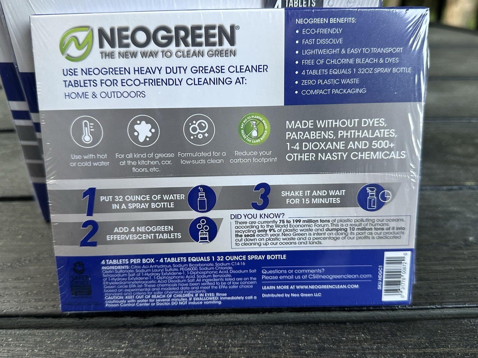 3x Neogreen Heavy Duty Grease Cleaner Spray Bottle Tablets 12 Tablets Total