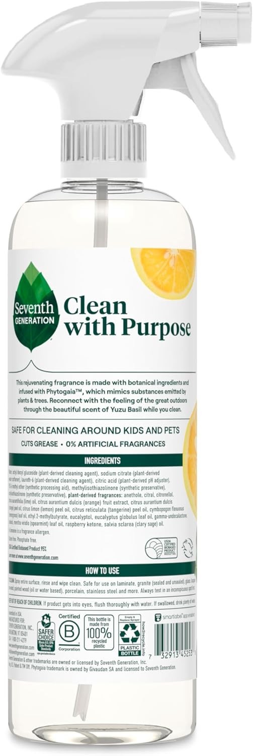 Powerful All-Purpose Cleaner with Yuzu Basil – Non-toxic & Eco-Conscious, 4 Pack