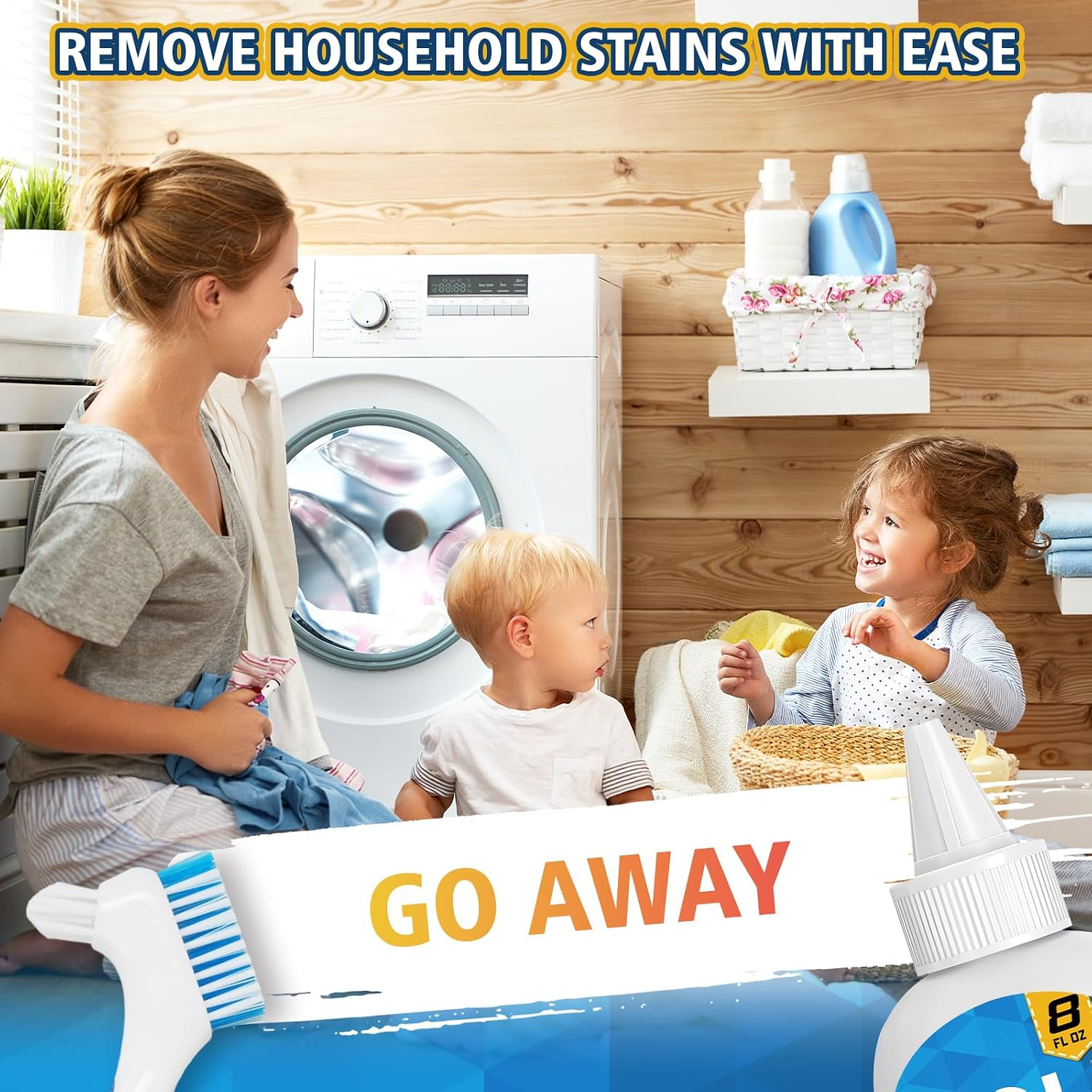 Mold Stain Cleaner Gel, 8 Fl Oz Washing Machine Cleaner with Brush, Mold Cleaner
