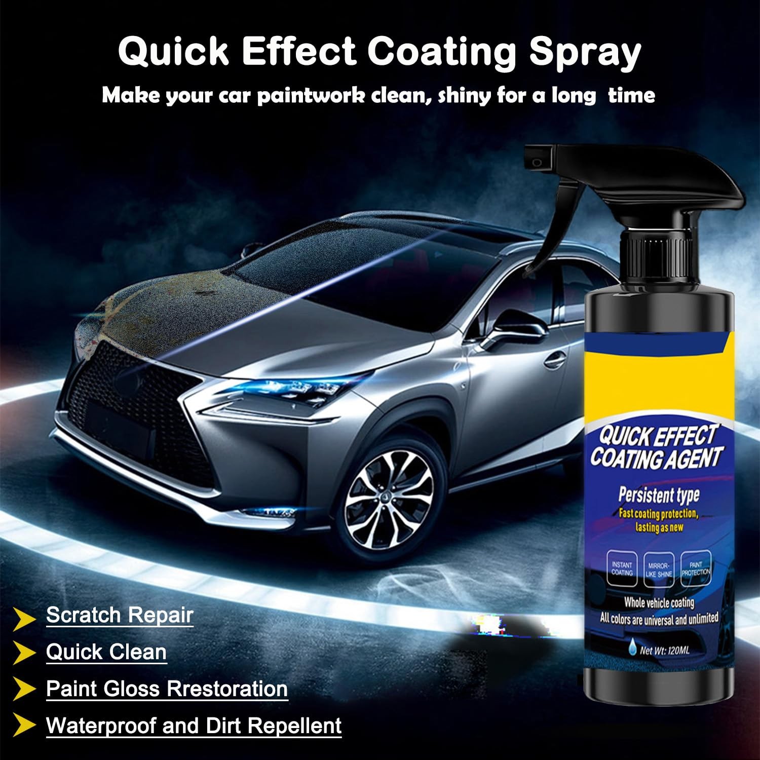 Quick Effect Coating Agent, Ceramic Coating Spray for Car Wax Polish Paint Sc…