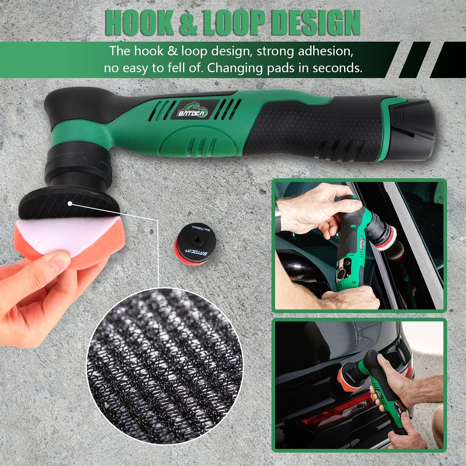 Cordless Car Buffer Polisher Kit Dual Action Rotary 1 Inch 3 Inch 2x 2.0Ah 6