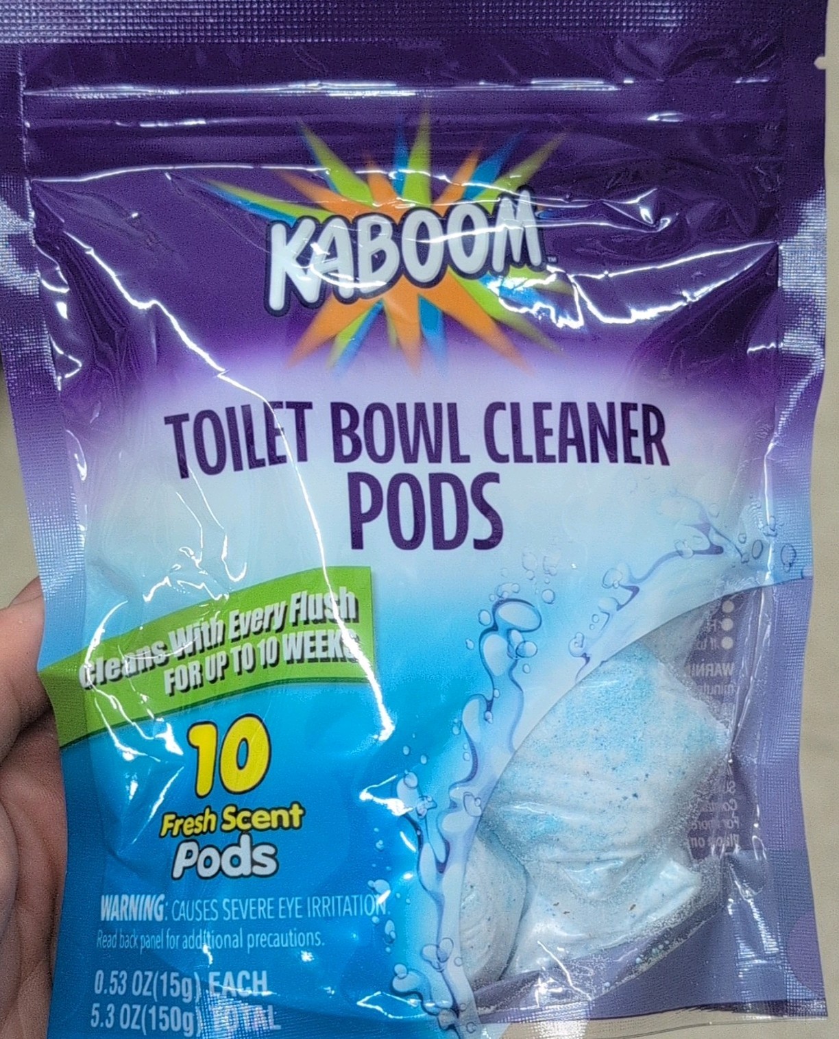 Kaboom Toilet Bowl Cleaner Pods Fresh Scent 10 Pods Solid 5.3 oz