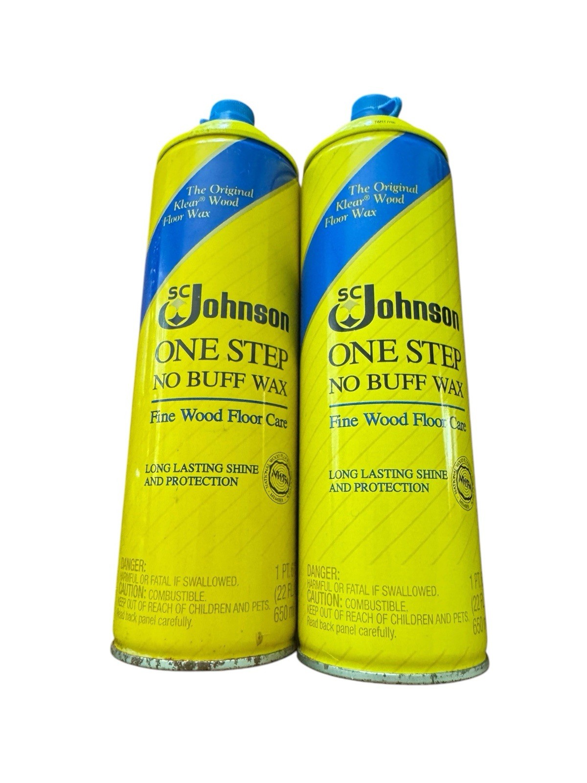 2 SC Johnson One Step No Buff Wax Fine Wood Floor Care Partial Cans Discontinued