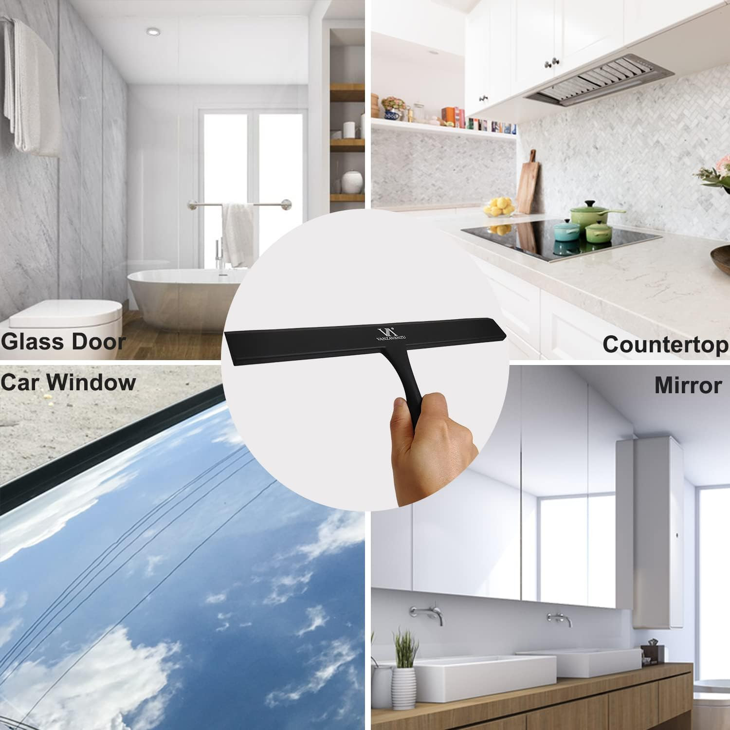 Squeegee for Shower Glass Door, 11-Inch Shower Squeegee for Glass Doors, Bath…
