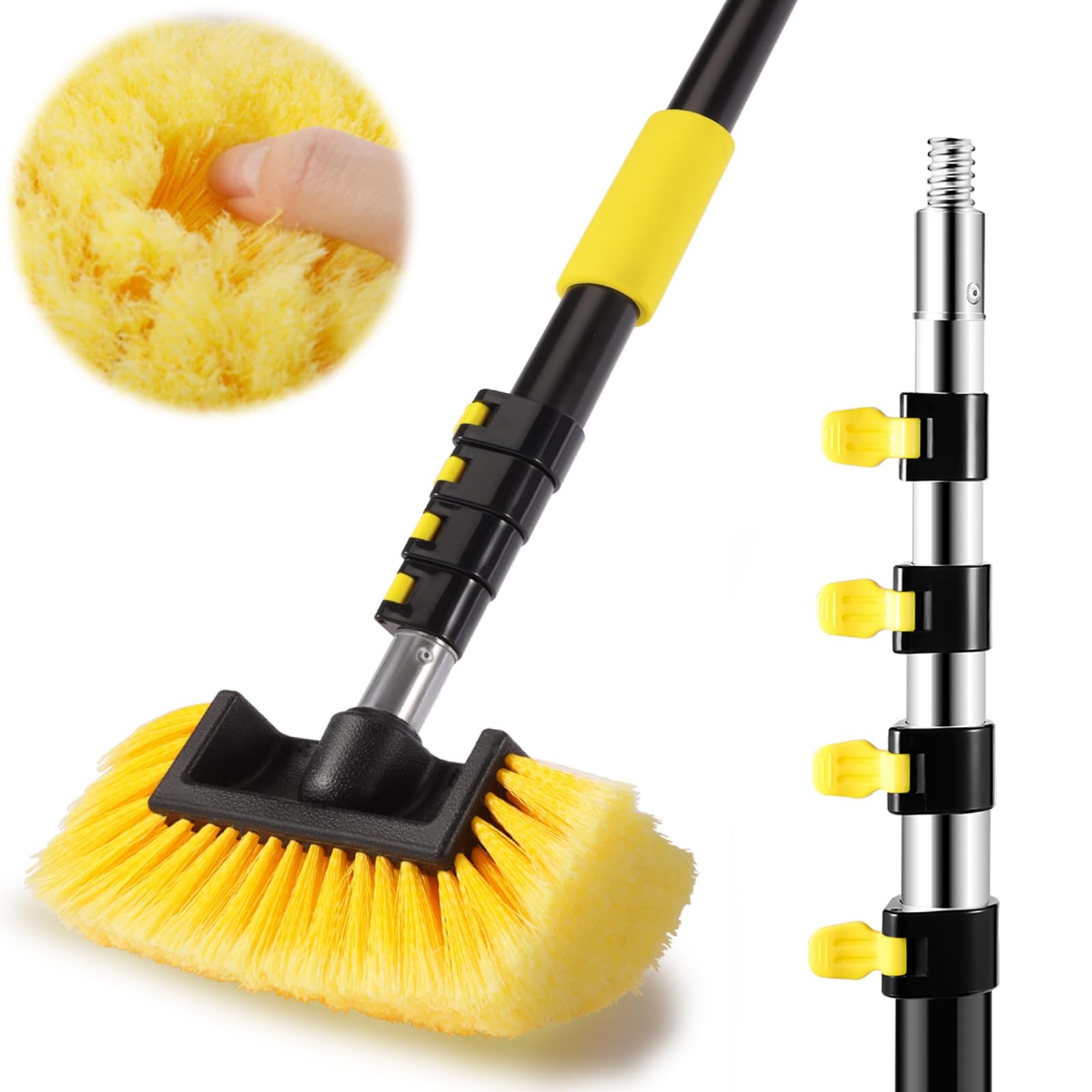 Car Wash Brush,12FT Car Wash Brush with Long Handle, Car Cleaning Brush 10-In.