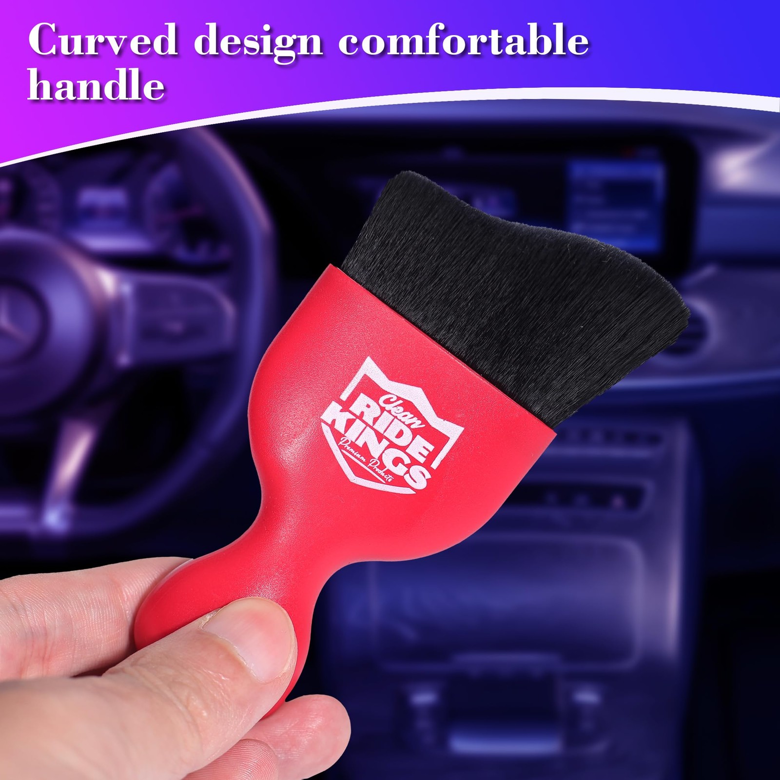 Car Interior Detailing Brush, Soft Bristle Auto Dashboard Dust Cleaner with C…